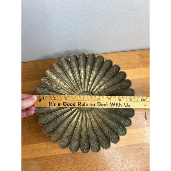 Sarna Brass India Footed Etched Trinket Dish Anthropology Vibe Boho Beauty - Picture 7 of 8